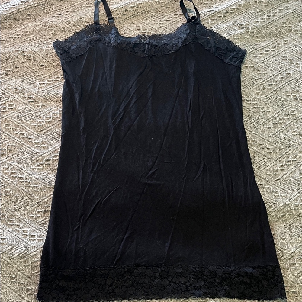 Elegant Black Lace Trim Tank Top
